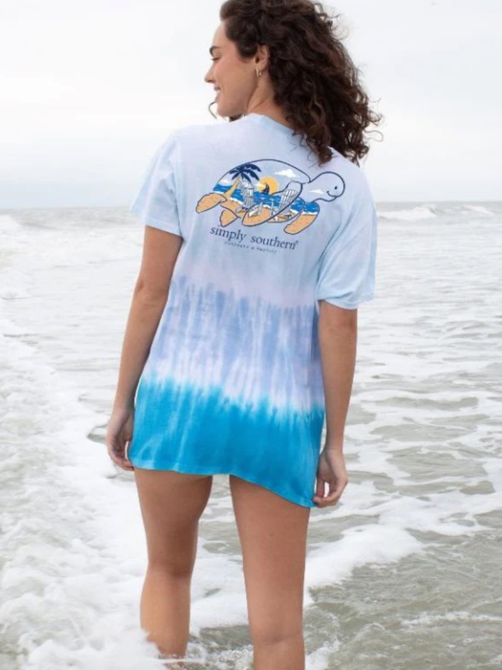 NWT- Simply Southern- Chairs at the Beach Turtle Tracker Tie Dye T-Shirt- XL